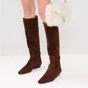 NEW STAUD Wally suede knee-high boots Mahogany Size 35.5